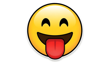 Fototapeta premium Smiley face tongue expressing playful humor and fun emotion