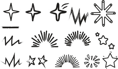 Fototapeta premium A collection of abstract star illustrations showcased on a plain white background