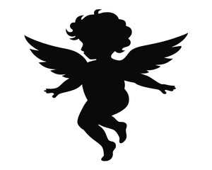Naklejka premium Cupid silhouette vector illustration isolated on white background