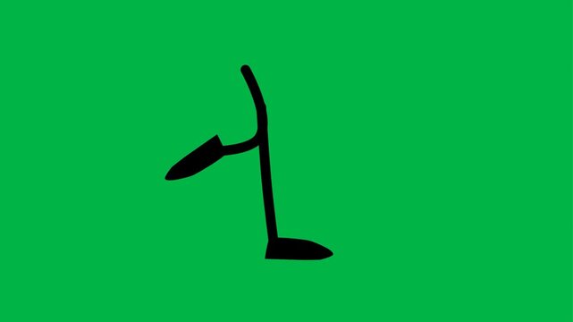 Mysterious 2d animated cartoon animation of a black fish hook on green screen chromakey background. Suitable for fishing, trap, or bait concepts in videos. Seamless loop element.