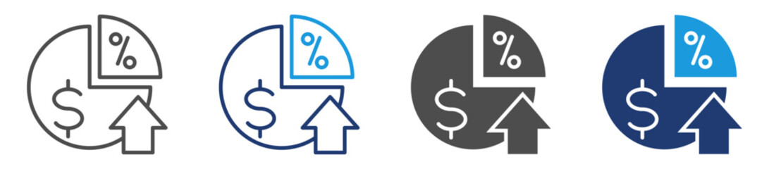 profit margins icon set multi style