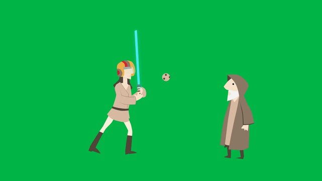 Magical 2d animated cartoon animation of wizard casting blue spell with wand on green screen chromakey background. Ideal for fantasy, magic, or sorcery effects. Loop ready overlay.