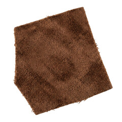 Brown suede leather texture swatch isolated