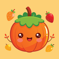 Cute Orange Fruit Cartoon Vector