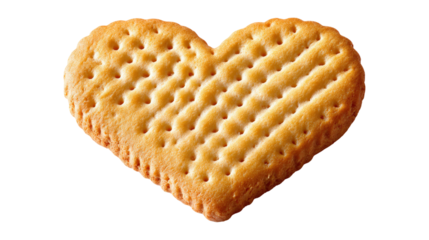 Heart shaped biscuit cookie isolated on transparent backdrop for valentine day