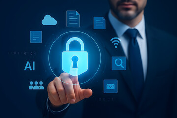 Cybersecurity Data Protection Concept With Digital Lock Interface