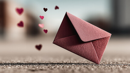 A captivating image presents a romantic concept with a love letter, accompanied by floating heart. This is a visual representation of love and affection.