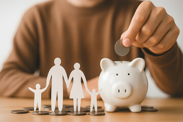 Family Financial Planning and Savings Concept with Piggy Bank