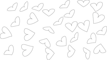 Obraz premium Hand Drawn Heart Outline Pattern Minimal Love Doodle Vector