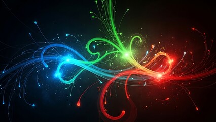 Vibrant colorful swirling light trails.