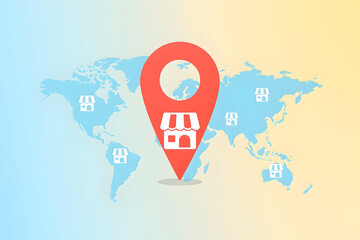 Global franchise expansion and location strategy concept