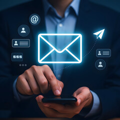 Email Marketing Communication and Digital Message Network Concept