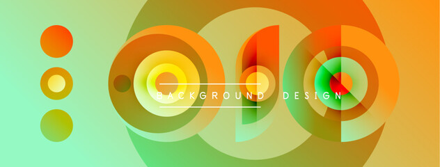 Obraz premium Abstract design features layered circles, vibrant colors, text background design. Modern aesthetic, suitable for digital projects.