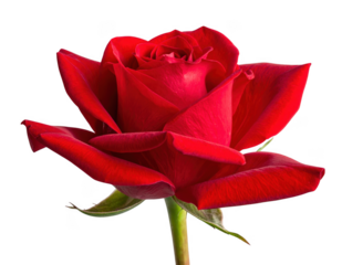 Side view of red rosebud, isolated on white and transparent