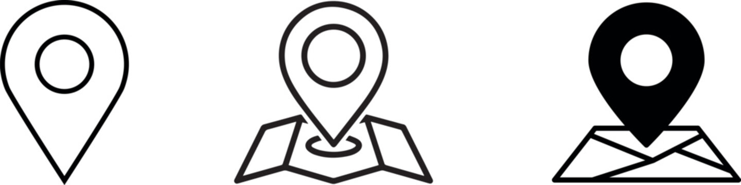 Location pin icon. Map pin place marker. Location icon. Map marker pointer icon set. GPS location symbol collection. Flat style - stock vector.