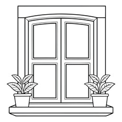 Classic Window Frame Vector Illustration