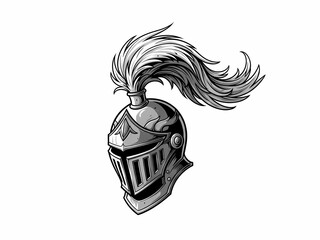 中世騎士の兜 白背景のイラスト素材