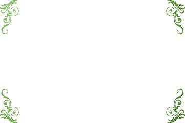 Gradient Green Ornate Swirl Corner Set for Decorative Frame Border. 1580