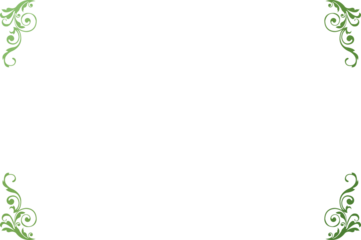 Gradient Green Ornate Swirl Corner Set for Decorative Frame Border. 1580