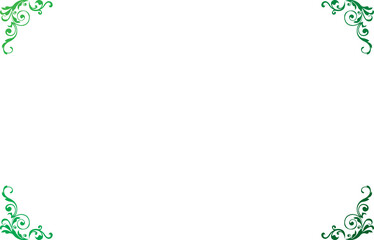 Gradient Green Ornate Swirl Corner Set for Decorative Frame Border. 1581