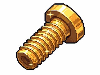 金色のネジのイラスト、白い背景に3Dレンダリング