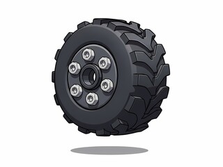 タイヤのイラストレーション, 白背景に影付き