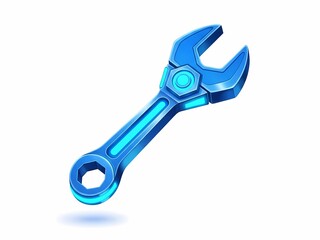 青いレンチ工具イラスト,白い背景にベクター素材