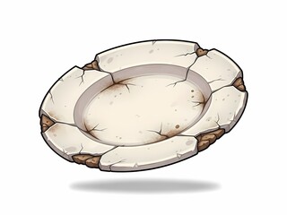 割れた皿　白い石の皿　イラスト素材