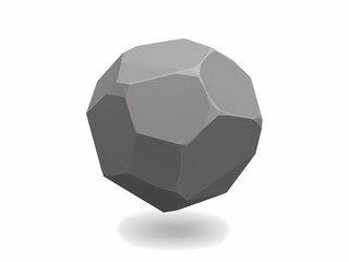 立体図形 白背景の灰色の多面体オブジェクト