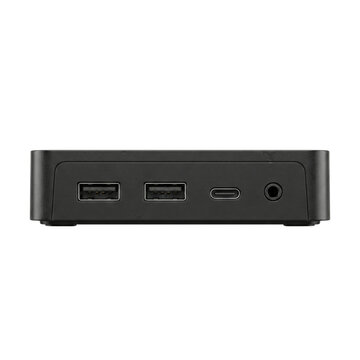 Black electronic docking station front view isolated