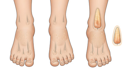 Corns and calluses condition representing foot health and skin issues