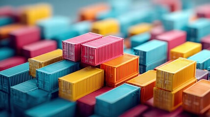 Obraz premium Colorful shipping containers stacked together, representing global trade and logistics.
