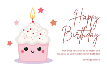Happy birthday cupcake isolated on transparent background