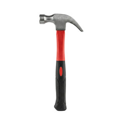 Steel claw hammer with red and black handle