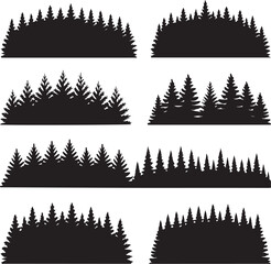 blacksilhouetteofvarioustreesonwhitebackground