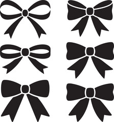 black bow tie icons in different styles and shapes