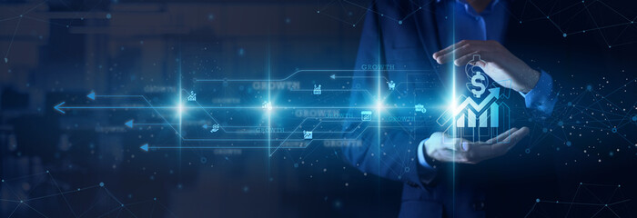 Growth Hacker hands holding experiment dashboard Growth marketing acquisition retention activation network connections optimization conversion viral loops A/B testing.