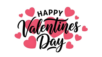 Happy valentines day text with hearts on white background