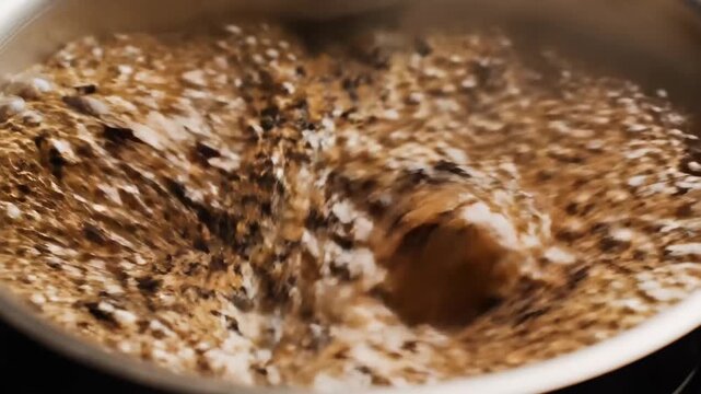 Spiced masala chai tea boiling in a pot photography collage