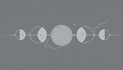 Stunning astronomical illustration of lunar phases and solar system
