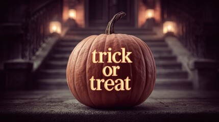 Halloween pumpkin with trick or treat inscription