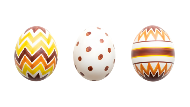 Three colorful eggs isolated on transparent background - Powered by Adobe