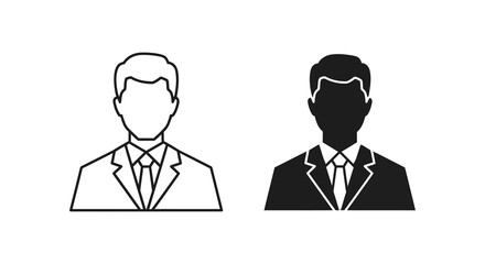 Two male head portraits one outlined and one solid black depicting a professional silhouette