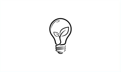 Vector illustration of a light bulb with a growing leaf sprout inside, representing eco-friendly ideas and renewable energy innovation.