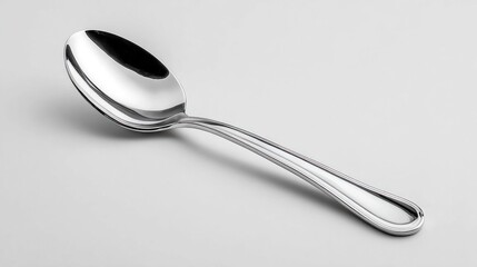 Elegant silver spoon on a white background, perfect for culinary and dining concepts