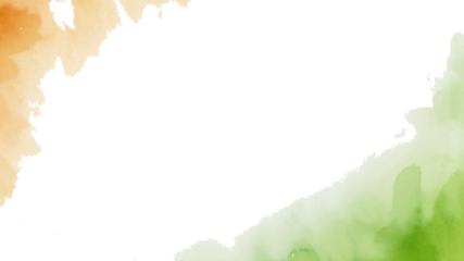 Abstract watercolor background in Indian flag colors with copy space png image.