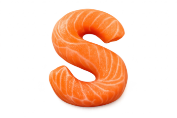 Salmon letter S on transparent background, delicious food design art