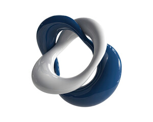 Intertwined blue and white forms isolated on transparent background
