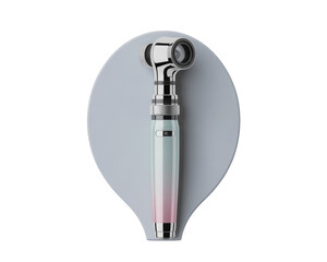Modern medical otoscope on gray background isolated on transparent background