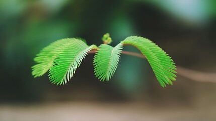 pudica. Mimosa pudica plant leaves folding inward upon being touched. gardening catalogs, home-decor guides, designed for home decor and floral branding and gardening and botanical catalogs.